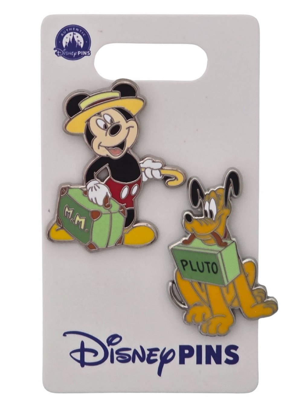 Disney Mickey & Pluto Travel in Style Enamel Pin Set NWT